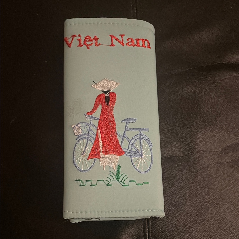 Vietnamese Embroidered Women's Wallet - Light Blue NWOT
